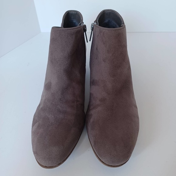 Circus Sam Edelman Size 9.5 Brown Suede Stacked Heel Bootie Side Zip Elastic - Picture 2 of 9